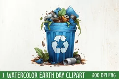 Watercolor Earth Day Clipart, Planet Earth Clipart Product Image 1