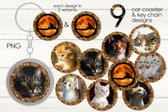 Cats design bundle | Car coaster &amp; key chain sublimation Product Image 1