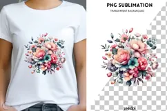 Valentine flowers png design for T-shirts Product Image 1