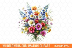 Colorful Wildflowers Sublimation Clipart Product Image 1