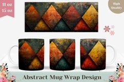 Abstract Mug Wrap Design, Colorful Rhombus Mug Design Product Image 1