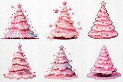 Pink Christmas Tree Cake Clipart Bundle, Christmas Tree Cake Product Image 2