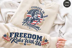 Freedom Horse Front Sleeve PNG, Patriotic Horse Sleeve Shirt Product Image 1
