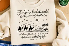 For Unto Us a CJohn 3:16 Nativity Christian PNG, For God So Product Image 2