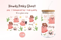 Cowboy Pink Ghost Can Glass Wrap PNG Libbey glass Halloween Product Image 1