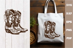 Cowgirl Boots laser SVG PNG| Western Boots engraving file Product Image 2