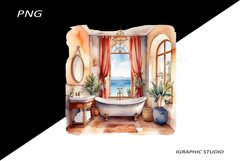 Mediterranean Bathroom Clipart, Shabby Chic, Product Image 1