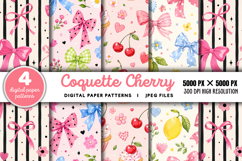 Coquette Cherry Digital Paper Bundle JPG Product Image 1