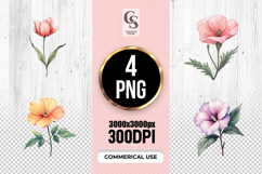 Watercolor Single Flower Clipart Sublimation PNG Product Image 1