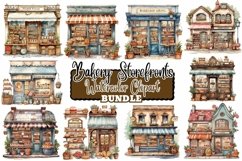 Watercolor Bakery Storefronts Clipart Product Image 1