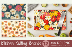 Retro Daisy Flowers Cutting Boards sublimation Design Product Image 1