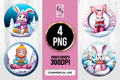 Cute Winter Bunny Clipart Sublimation PNG Product Image 1