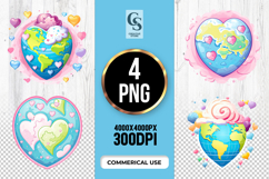 Heart-Shaped Earth Clipart Sublimation PNG Product Image 1