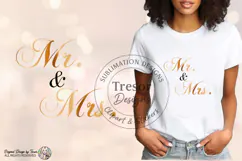 Mr And Mrs Wedding PNG Gold Couple Shirt Design Sublimation Product Image 3
