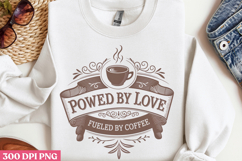 Powered by love fueled PNG, Retro Funny Coffee sublimati Product Image 2