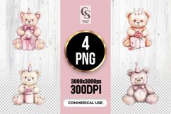 Birthday Teddy Bear Clipart Sublimation PNG Product Image 1