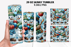 Snowman Skinny Tumbler 20oz Wrap Design, Christmas Tumbler Product Image 1