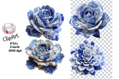 Blue Toile, Ephemera, PNG, Clipart, Junk Journal, flowers Product Image 1