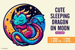 Cute Sleeping Dragon on Crescent Moon Product Image 1