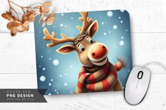 Reindeer with Scarf in Snowfall Mouse Pad PNG Design Product Image 1
