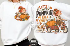 Pumpkin Front Back Fall Shirt PNG, Cute Fall Girl Chest Back Product Image 2