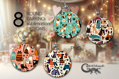 Modern pets | 8 Cartoon style Round earring sublimation Product Image 1