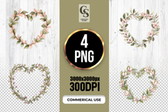 Minimalist Floral Heart Wreath Clipart Sublimation PNG Product Image 1