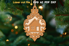 Christmas Ornament House SVG laser cut file for Glowforge Product Image 1