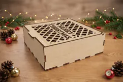 Christmas Box SVG | Laser Cut Hinged Gift Box File Product Image 1
