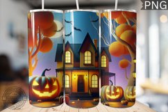 Halloween House And Pumpkin - Tumbler Wrap PNG Design Product Image 1