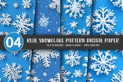 Blue Snowflake Pattern Digital Paper Product Image 1