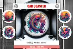 Car Coaster Groovy Animal Swirls Product Image 1