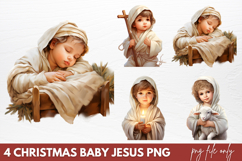 Christmas Baby Jesus Watercolor Clipart PNG Product Image 1