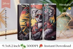 Funny Koala Tumbler Wrap Design, Tropical Tumbler Design Product Image 1