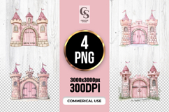 Pink Fairytale Castle Gate Clipart Sublimation PNG Product Image 1