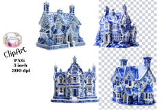 Blue Toile, Ephemera, PNG, Clipart, Junk Journal, flowers Product Image 1