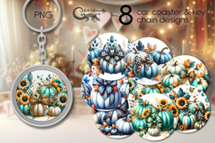Pumpkin season | 8 Car coaster &amp; key chain designs, PNG Product Image 1