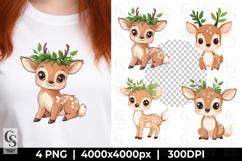 Cute Baby Deer Woodland Clipart Sublimation PNG Product Image 1