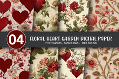 Floral Heart Garden Digital Paper Product Image 1