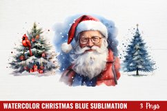 Watercolor Christmas Blue Sublimation Product Image 1