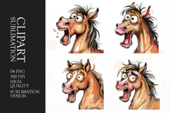 Grumpy Horse watercolor clipart sublimation Product Image 1