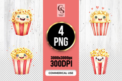 Cute Popcorn Watercolor Clipart Sublimation PNG Product Image 1