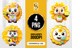 Cute Sunflower Bear Clipart Sublimation PNG Product Image 1