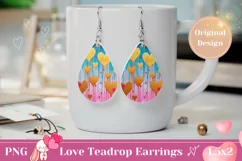 Cute Valentine Earrings, Colorful Hearts Earrings Teardrop Product Image 1