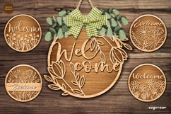 Welcome Floral Door Sign SVG Bundle | Wooden Door Hanger Product Image 1