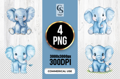 Cute Baby Elephant Watercolor Clipart Sublimation PNG Product Image 1
