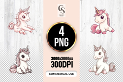 Cute Baby Unicorn Clipart Sublimation PNG Product Image 1