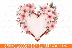 Spring Wooden Sign Clipart, Wooden Sign Watercolor Product Image 1