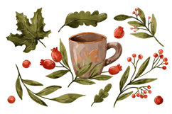 Cartoon Autumn Illustration. Cup and Twigs, Plants, Branches Product Image 1