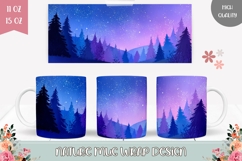 Night Sky Mug Sublimation, Forest Mug Wrap Design Product Image 1